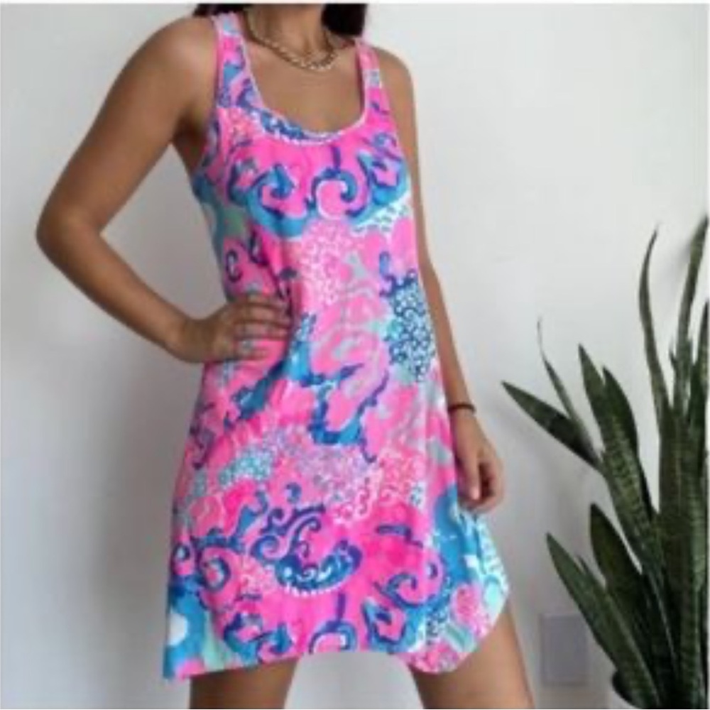 Lilly Pulitzer Coral Reef I'm So Jelly Melle Trapeze Tank Dress Size XXS